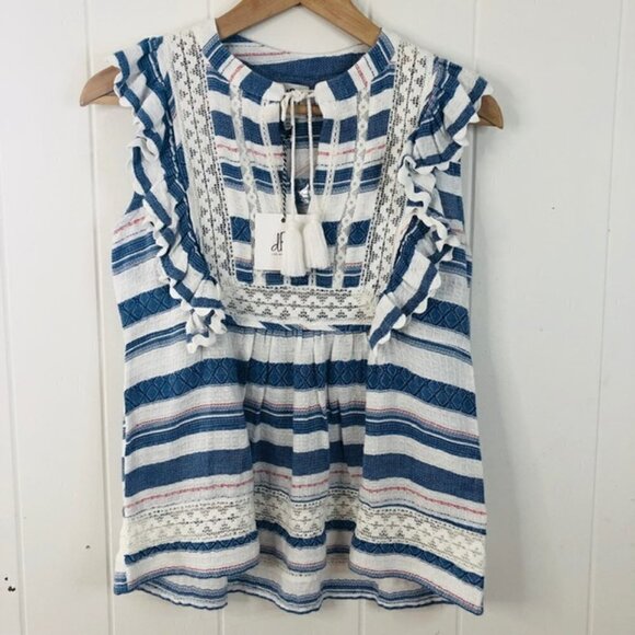 DRA Womens Top La Habana Cascading Ruffles Small - Picture 1 of 9